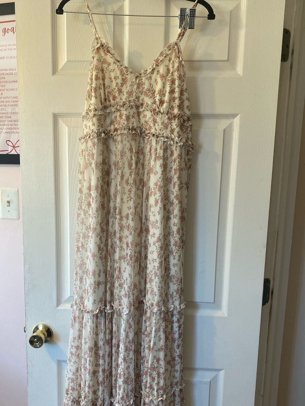 Arizona Jean Co Floral Maxi Dress Size L Boho Cottagecore Tiered Ruffle